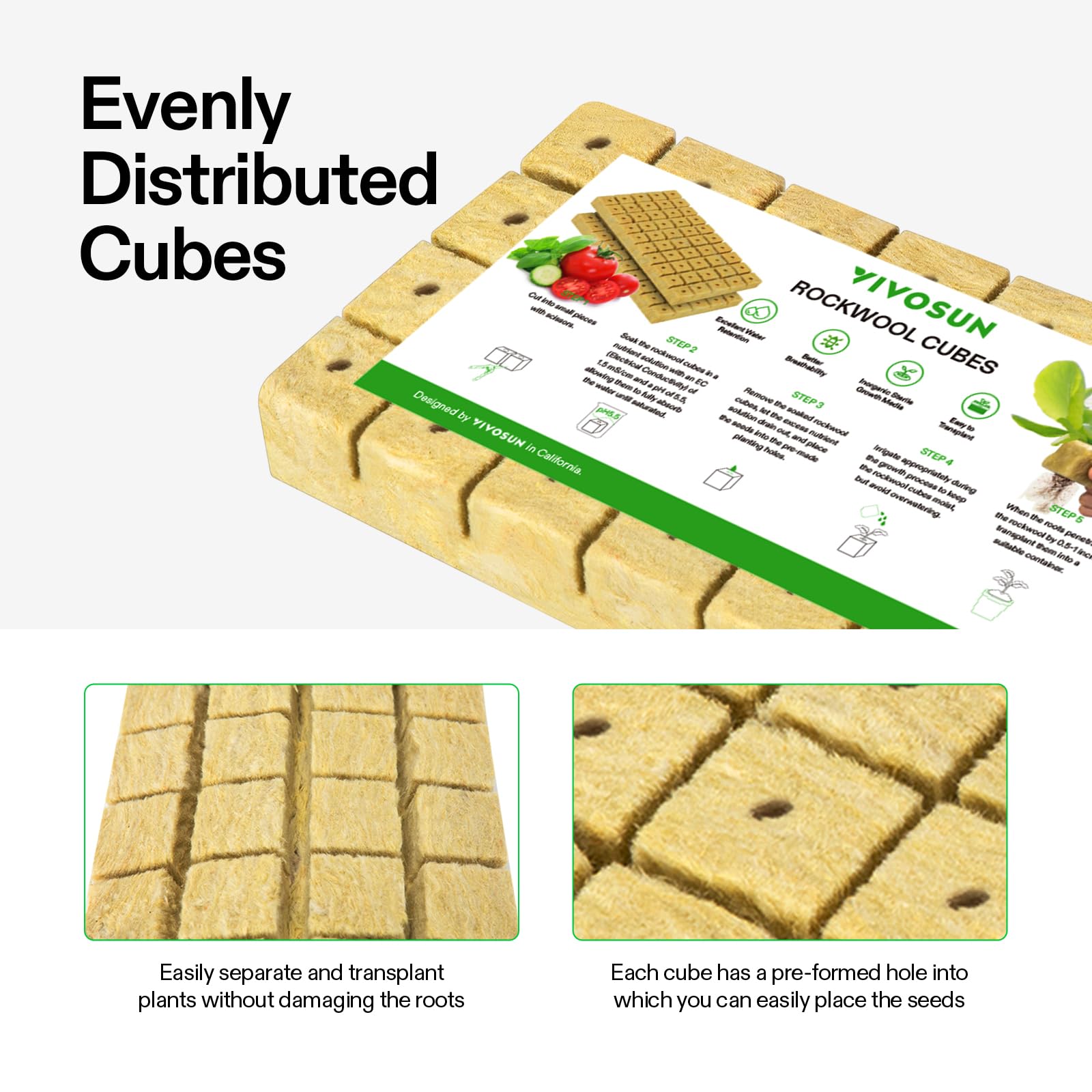 VIVOSUN rockwool plugs used for cuttings propagation and rooting