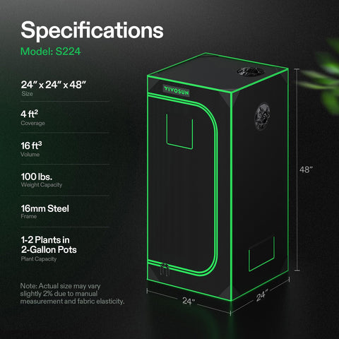 Clear observation window and intuitive design characterize VIVOSUN S224