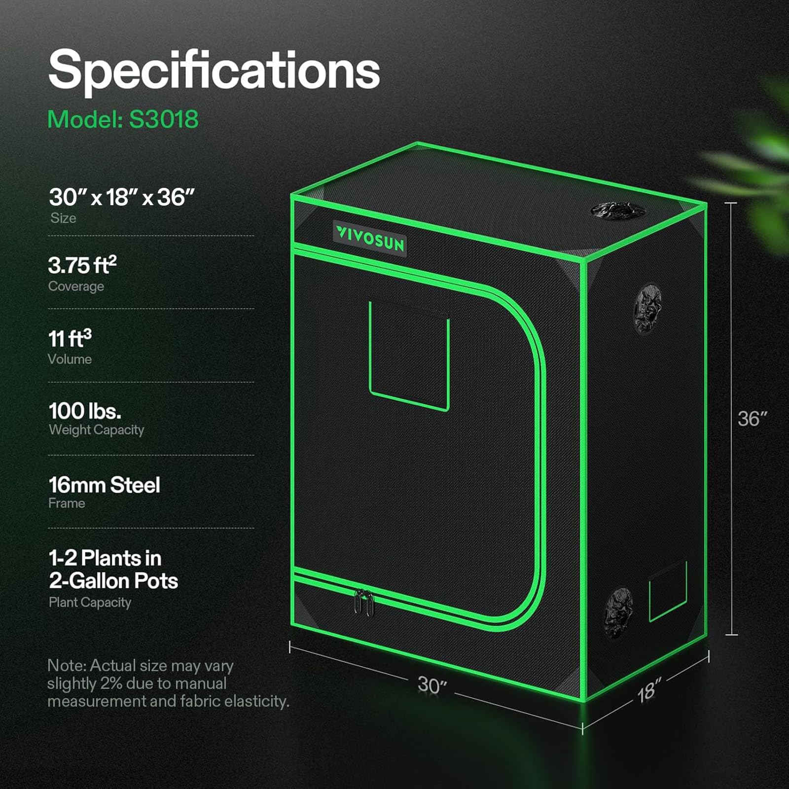 VIVOSUN S3018 tent used as a 3D printer enclosure to contain fumes