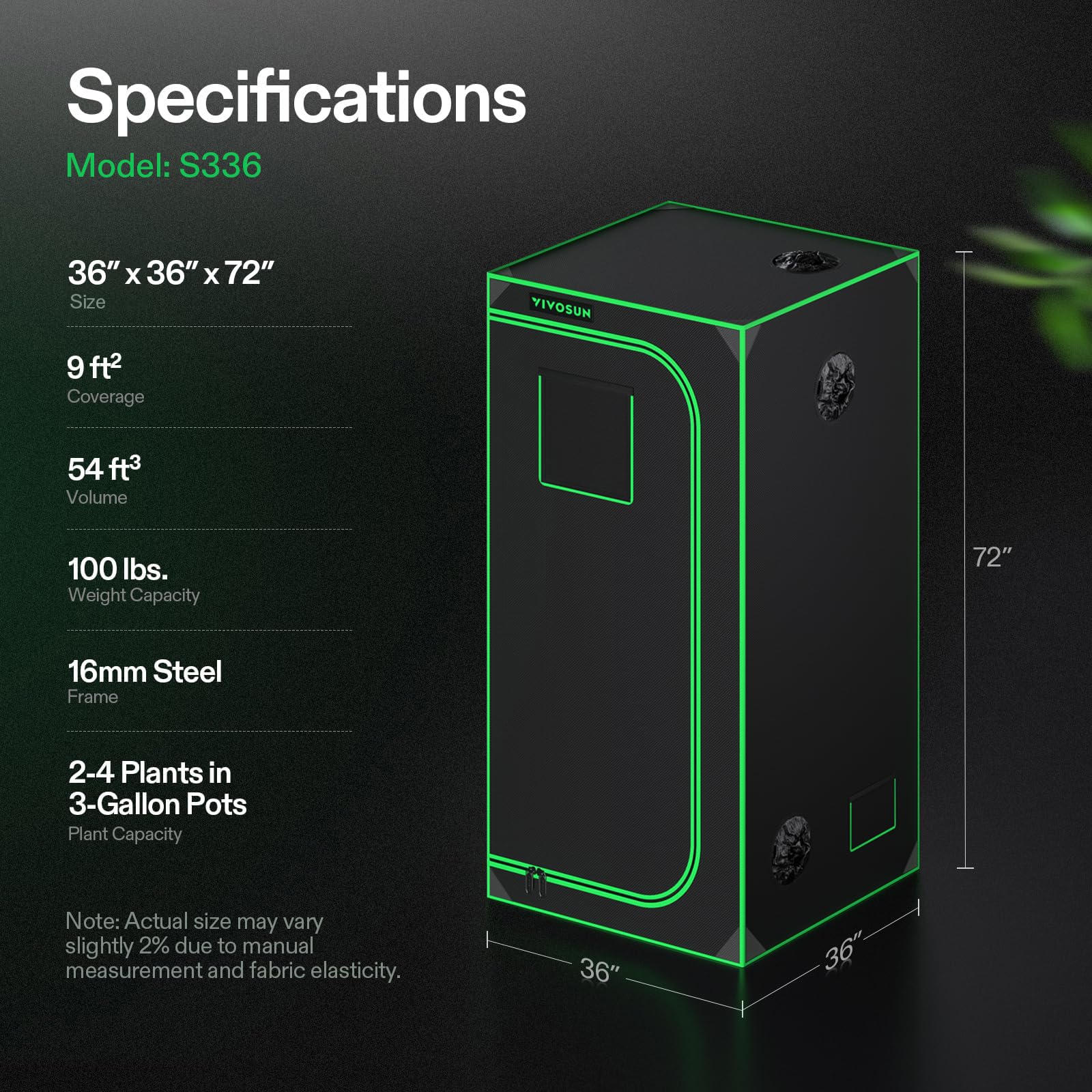 Openings for ducts and cords on the VIVOSUN S336 grow tent