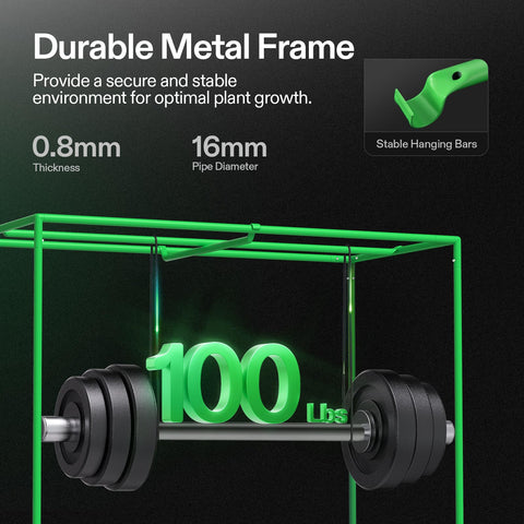 VIVOSUN S425 top hanging bar demonstrating strong support for equipment.