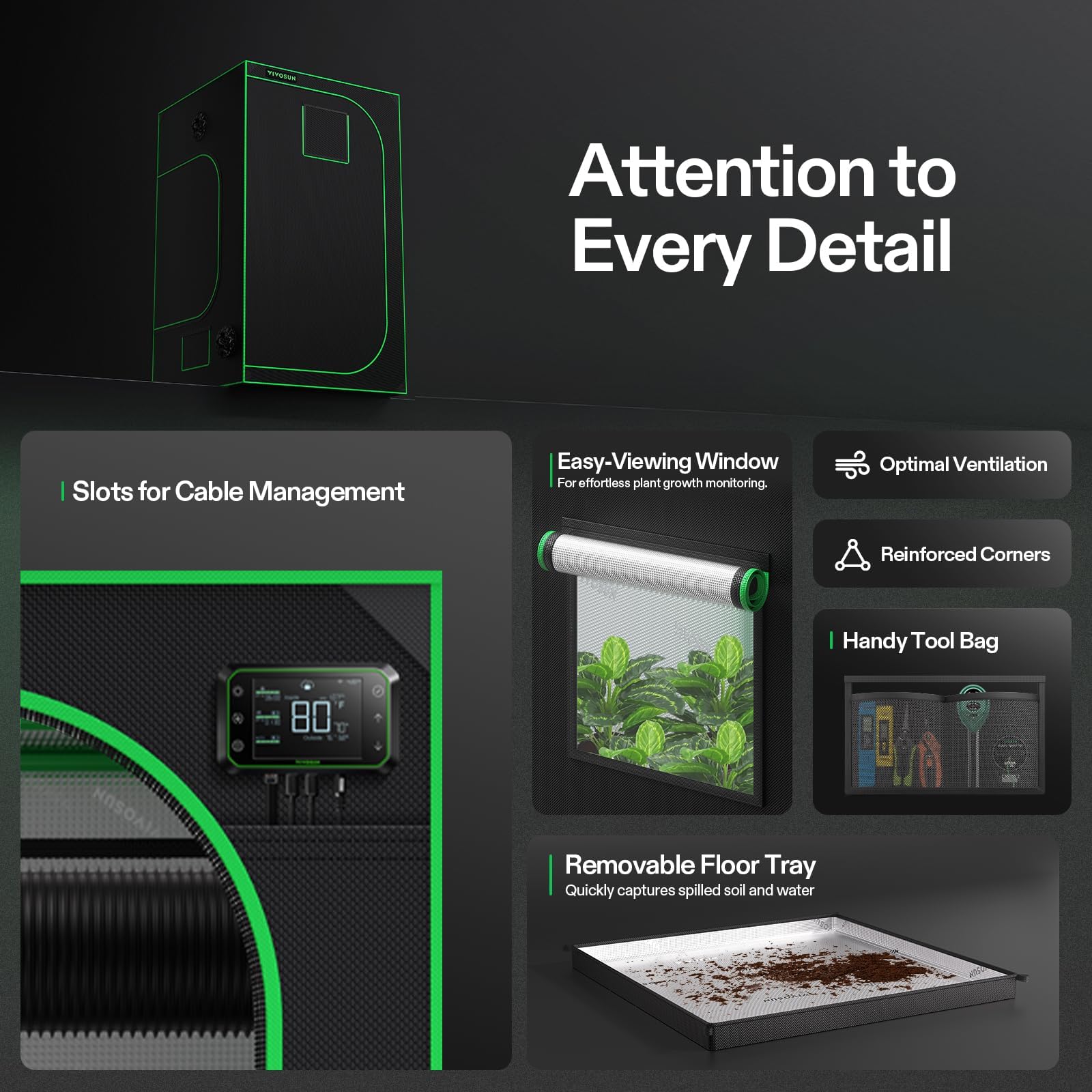 VIVOSUN S448 4x4 grow tent dual-door access for smooth entry