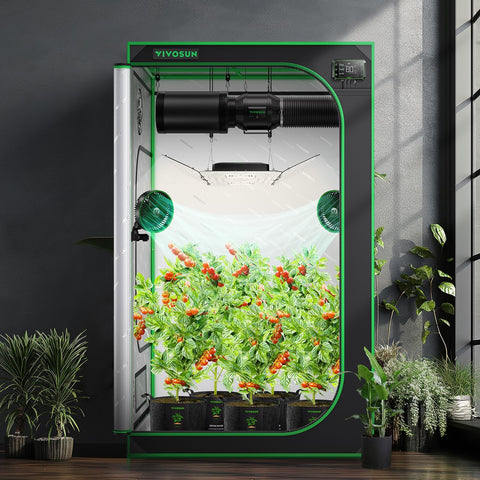 VIVOSUN S448 4x4 grow tent duct openings for neat management