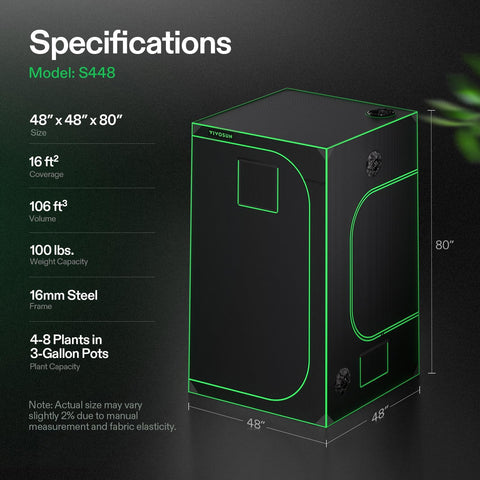 VIVOSUN S448 4x4 grow tent internal Mylar lining boosts light efficiency
