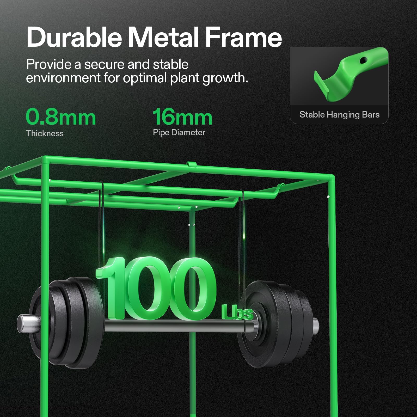 VIVOSUN S448 4x4 grow tent sturdy frame with reinforced connectors