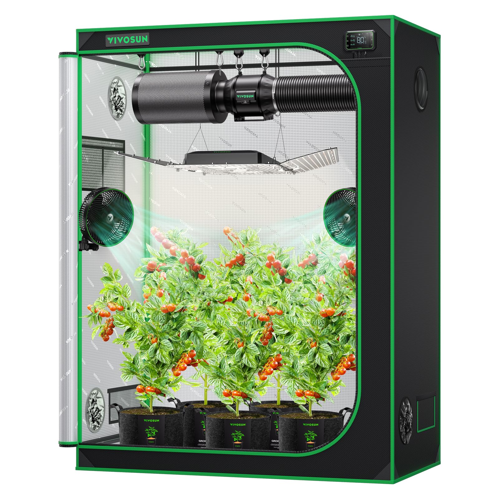 VIVOSUN S538 grow tent exterior shows sturdy frame and reflective interior.