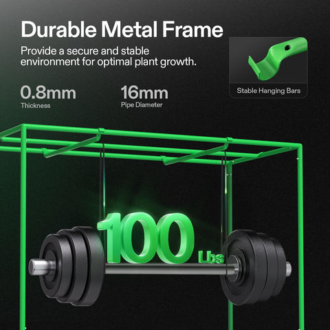 VIVOSUN S538 top hanging bar supports heavy equipment up to 100 lbs.