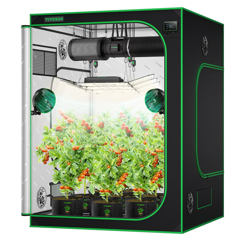 VIVOSUN S558 5x5 grow tent front view highlights sturdy frame and lightproof seal.
