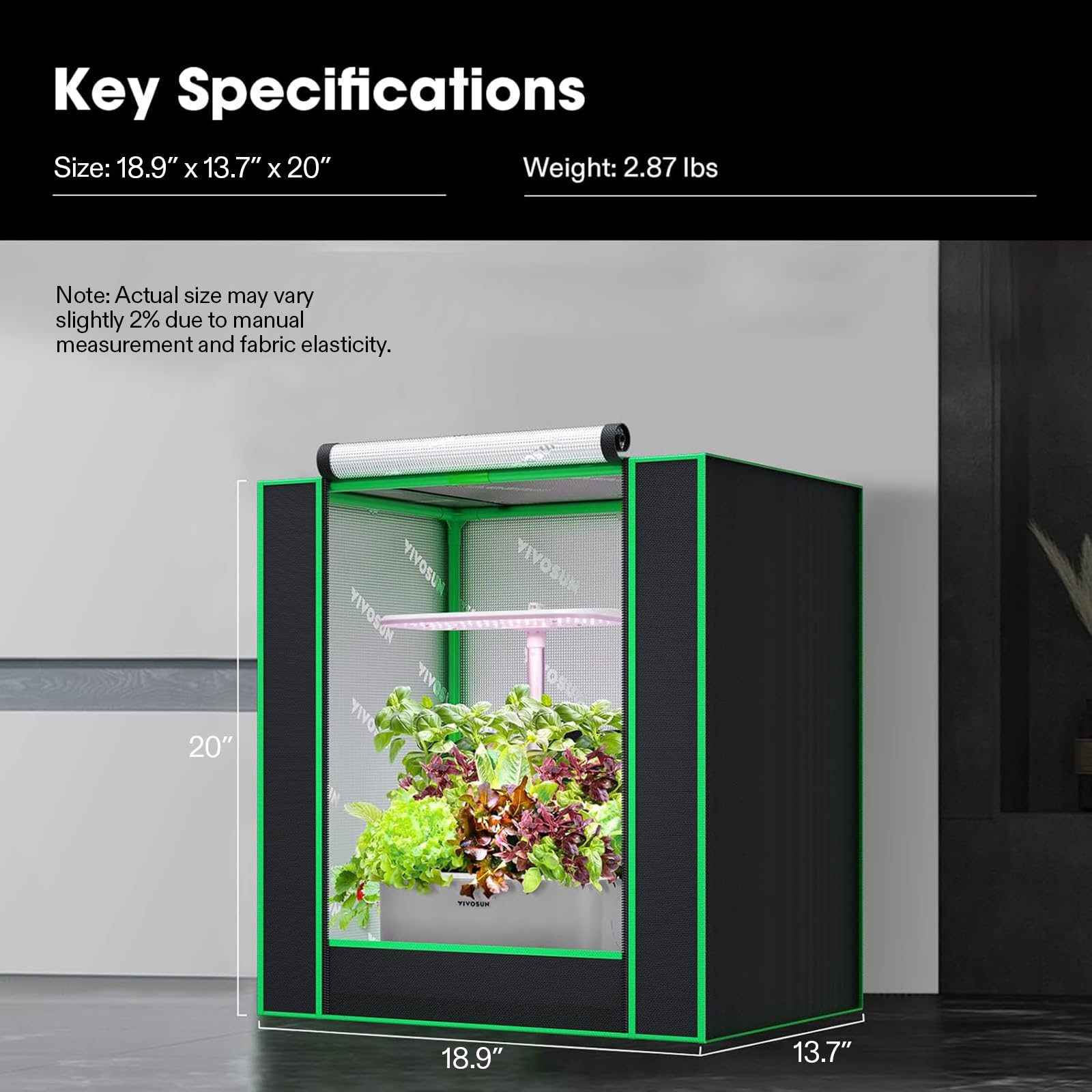 VIVOSUN sealed bottom design demonstrates light containment and spill protection