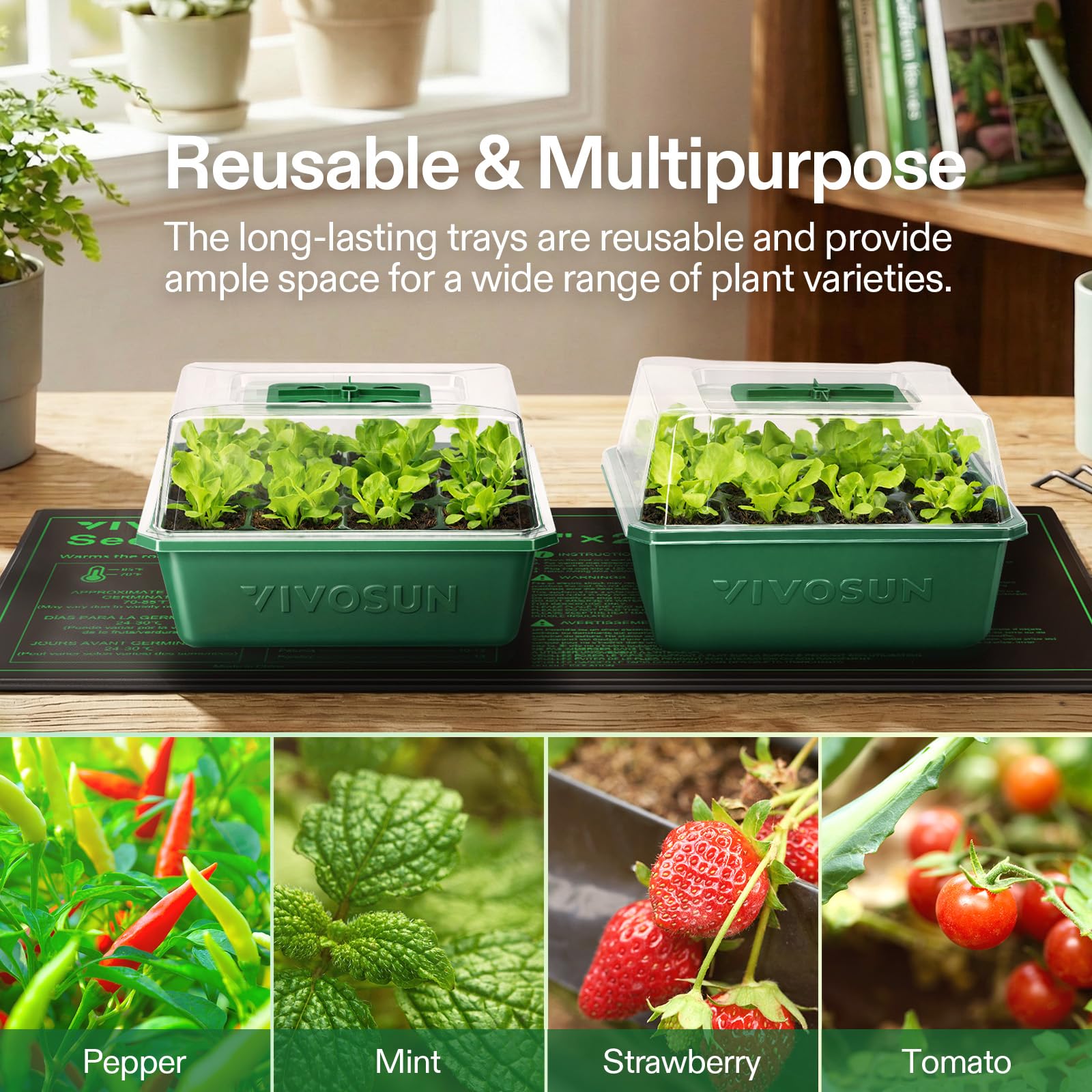 VIVOSUN seed starter tray includes drain holes to prevent overwatering.