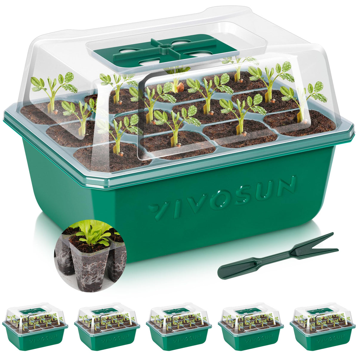 VIVOSUN seed starter trays with 72-cell dome for efficient germination