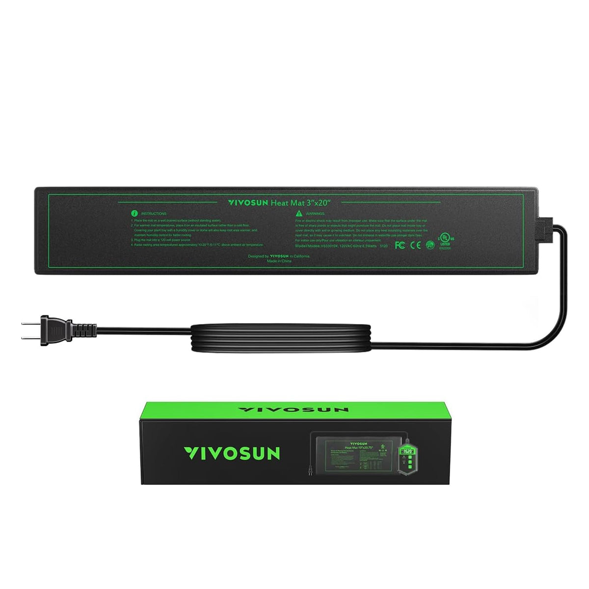 VIVOSUN seedling heat mat 3x20 inches provides steady warmth for germination and propagation.