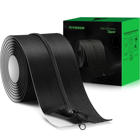 VIVOSUN self-adhesive zipper door mounted on a debris barrier for easy entry