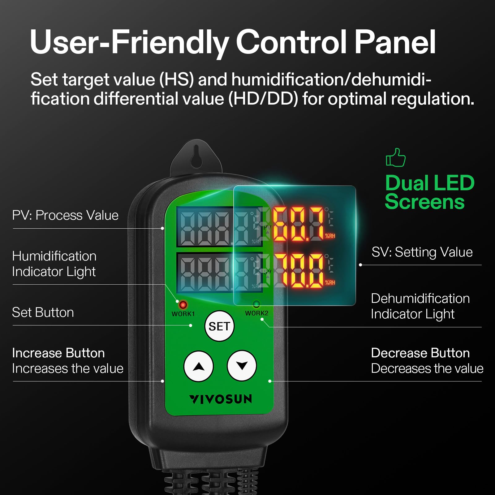 VIVOSUN sensor provides accurate readings to stabilize humidity in grow spaces.