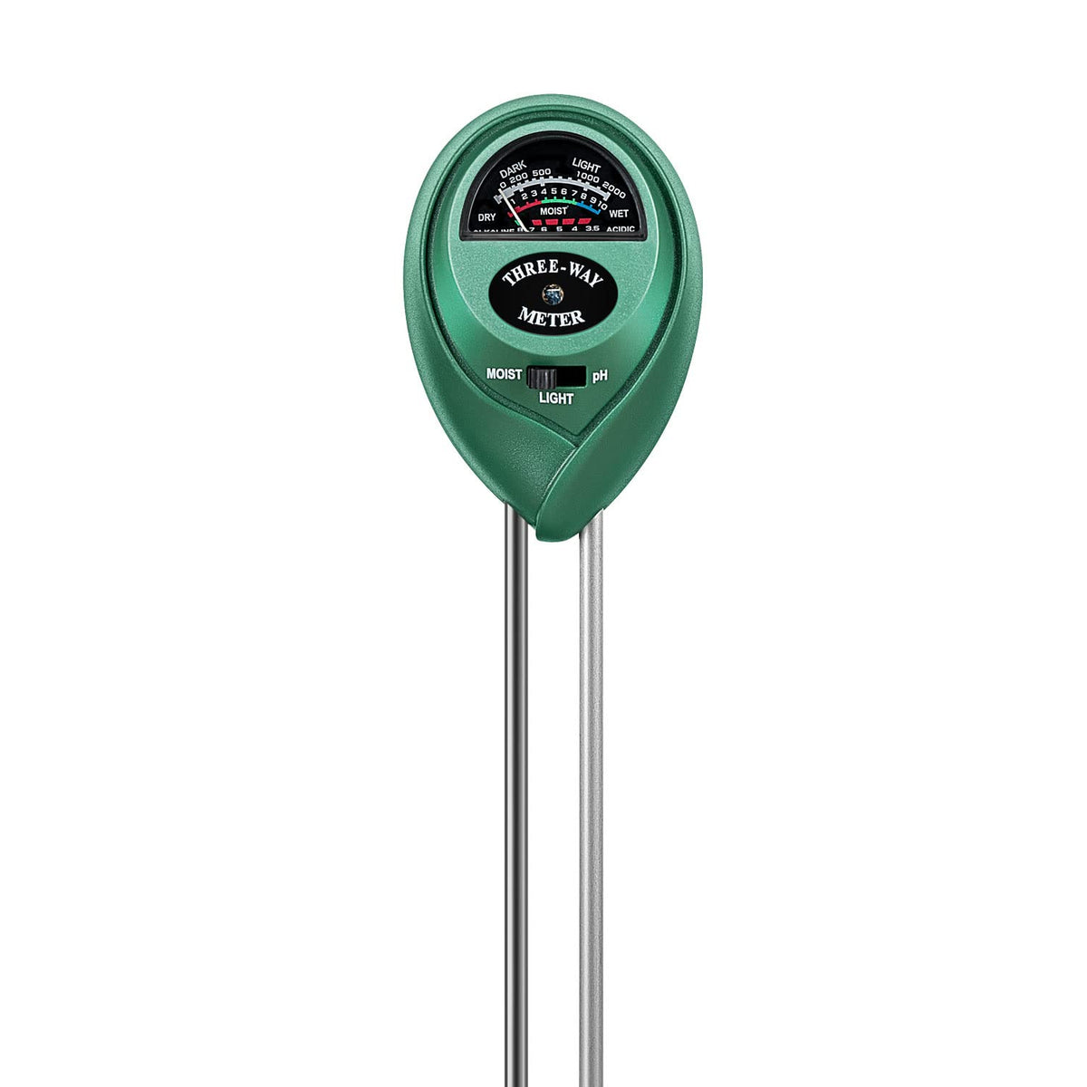 VIVOSUN 3-in-1 soil tester in a montage showing moisture, light, and pH readings