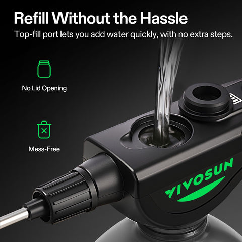 VIVOSUN top-fill port enables quick, spill-free refills during gardening.