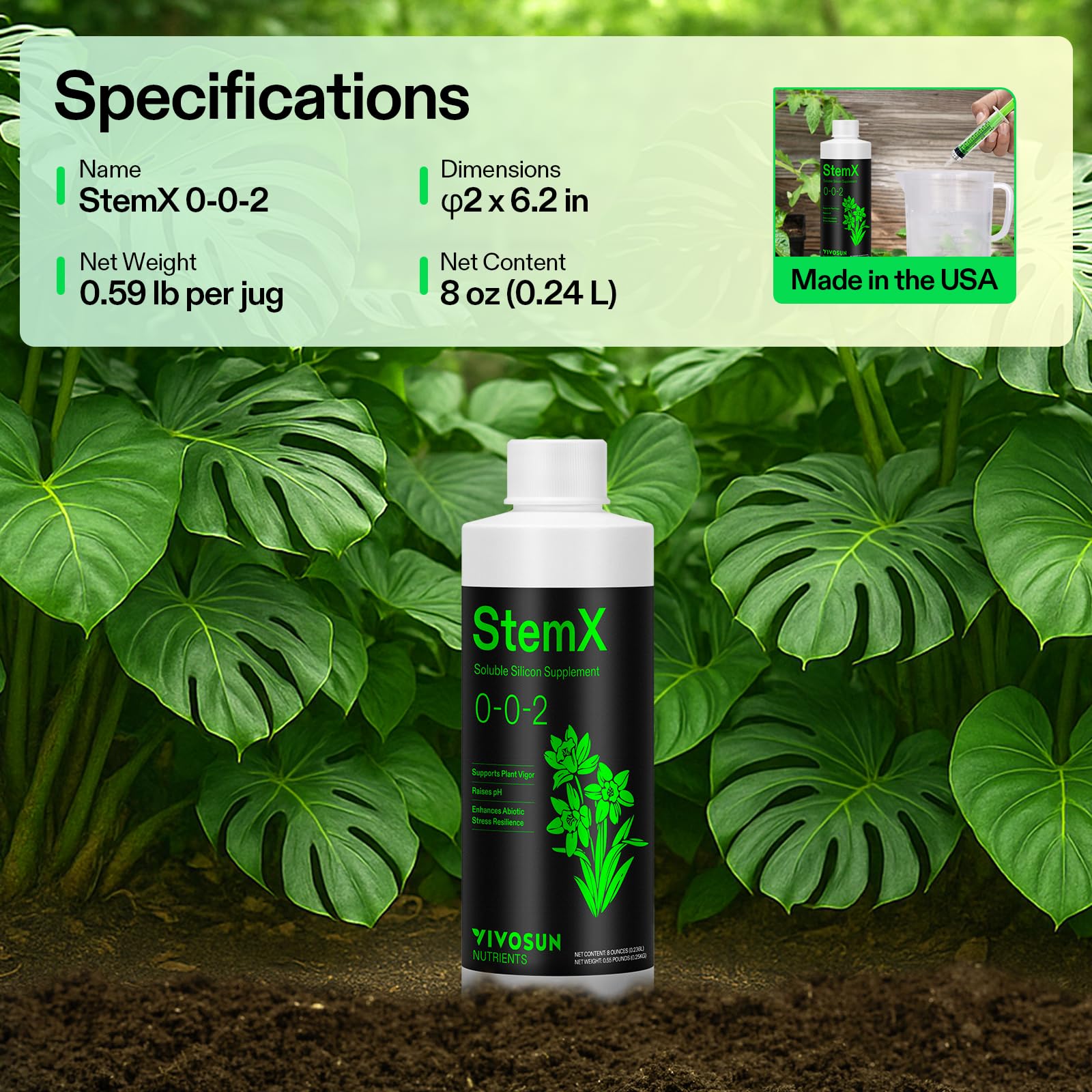 VIVOSUN StemX easy-to-mix concentrate supports simple daily feeding