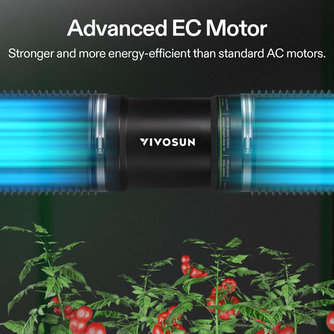 VIVOSUN stepless speed regulator enables precise airflow tuning.