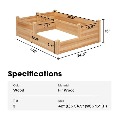 VIVOSUN sturdy fir wood bed resists weather for lasting outdoor use.