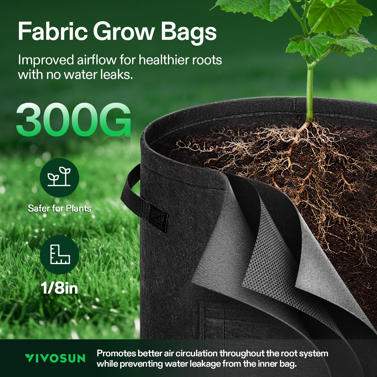 VIVOSUN sturdy handles make bag movement simple.