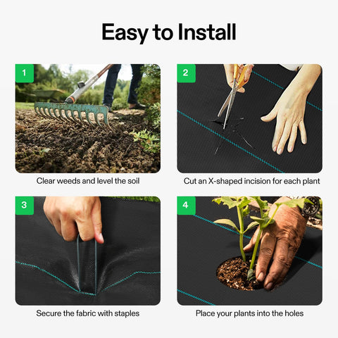 VIVOSUN barrier fabric blocking sunlight to deter weeds in garden beds
