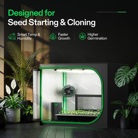 VIVOSUN T5 full-spectrum grow lights illuminate the grow space evenly