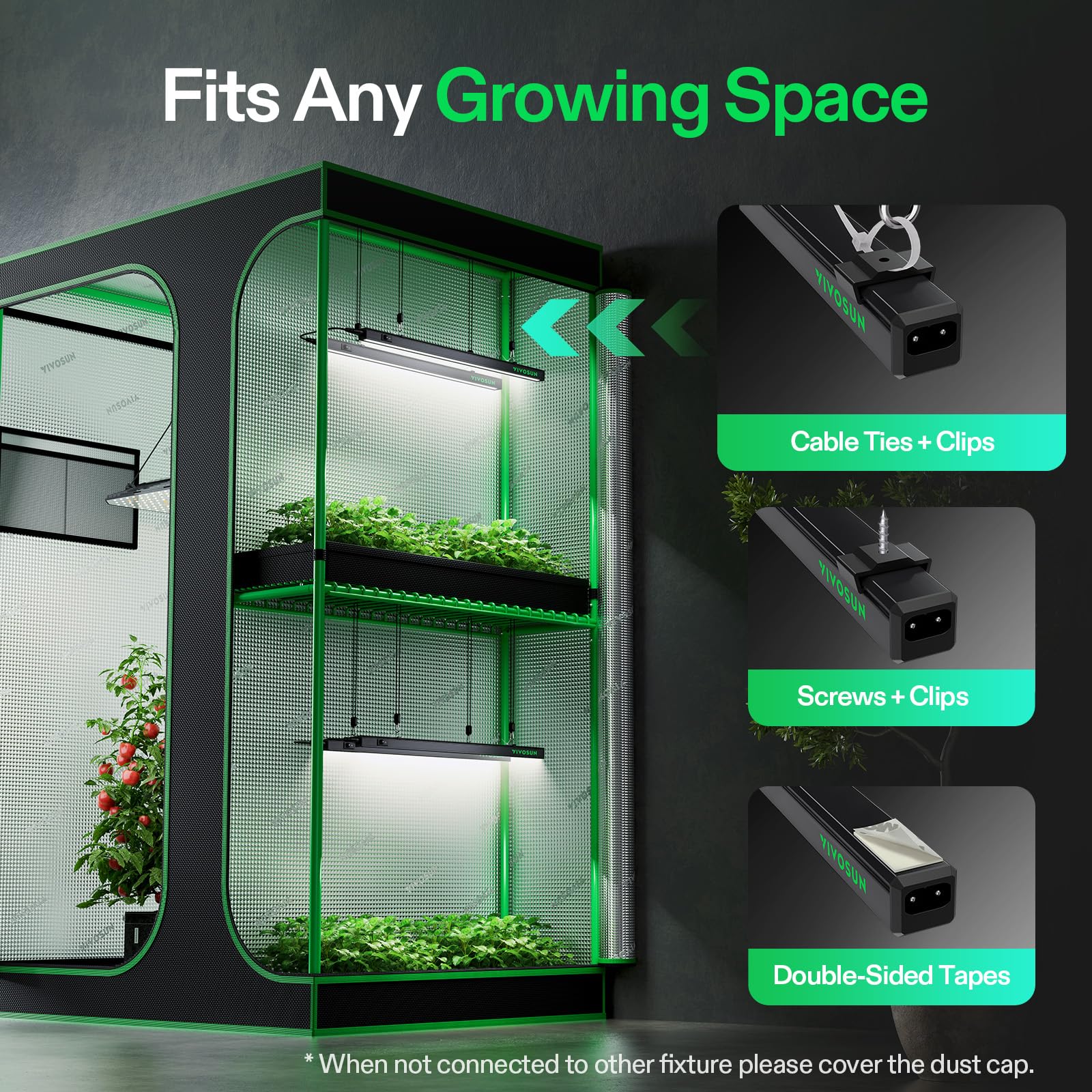 VIVOSUN T5 grow light coverage area illustrating broad, uniform light spread.