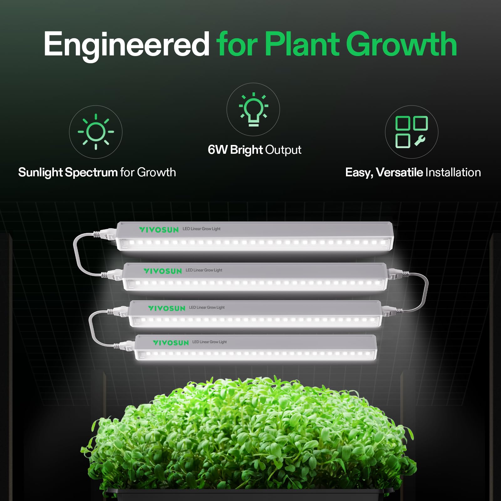 VIVOSUN T5 grow light provides 5000K full-spectrum illumination for healthy indoor crops.