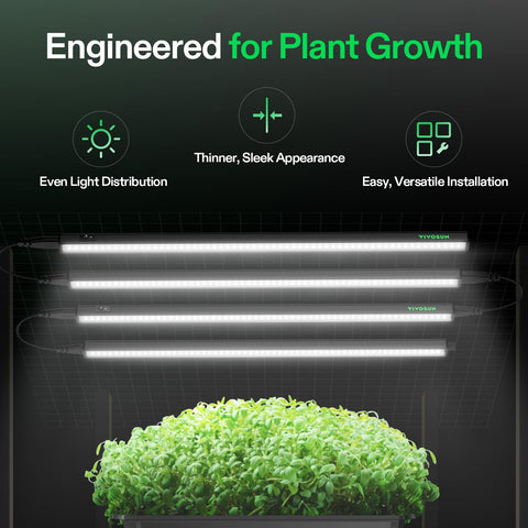 VIVOSUN T5 grow light strip installation hanging setup for versatile indoor spaces.