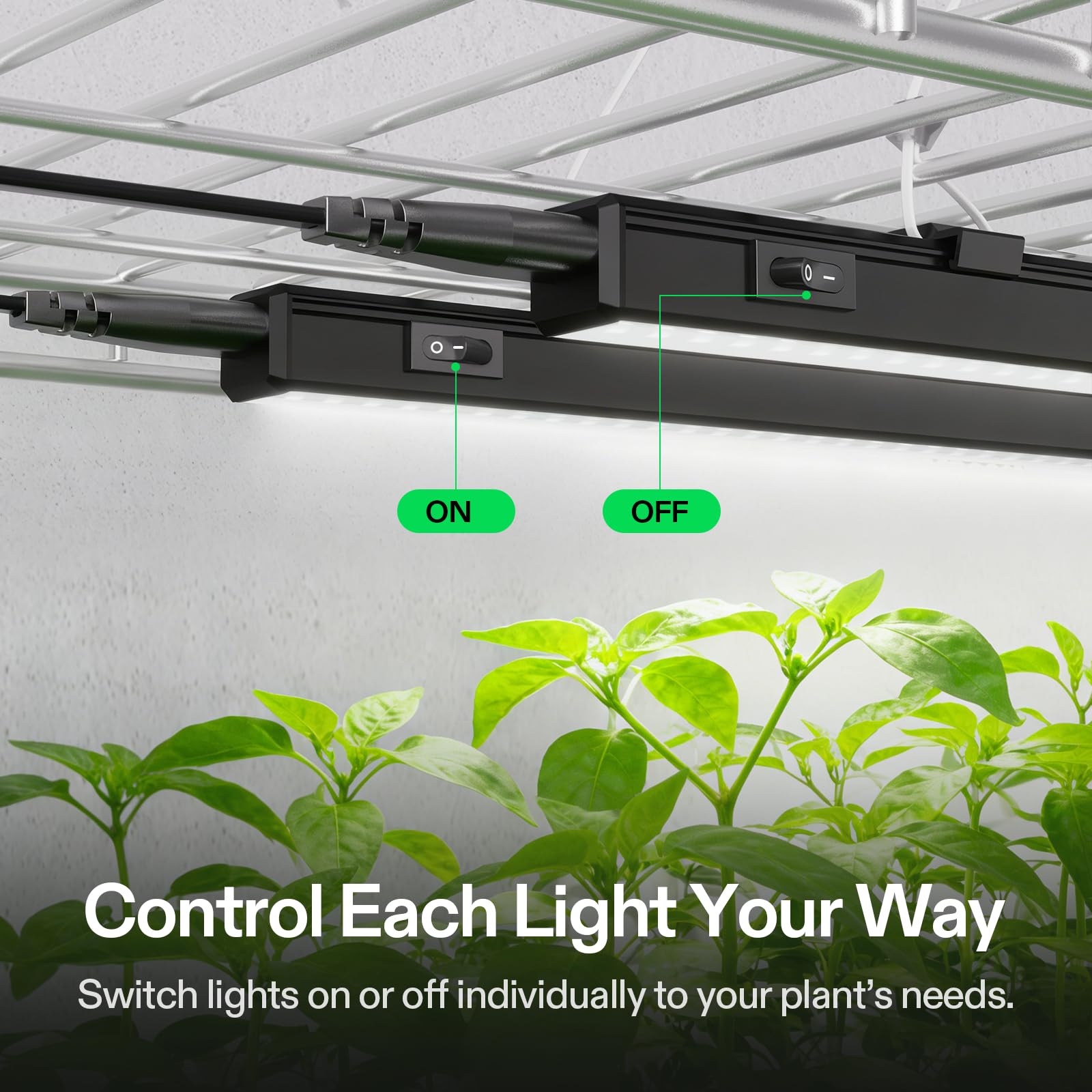VIVOSUN T5 light strip connected in a daisy-chain setup for larger grow spaces.