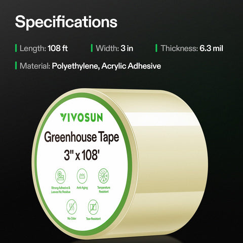 VIVOSUN reinforced tape patches a tent seam to prevent leaks.