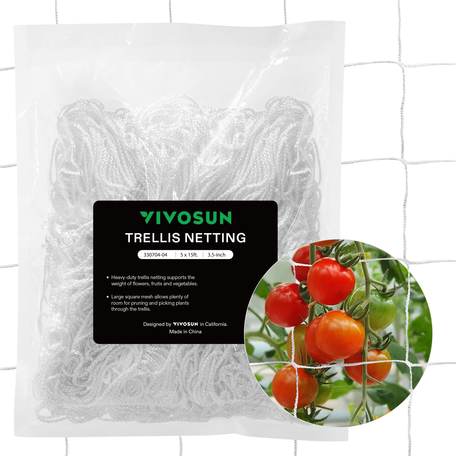 VIVOSUN trellis netting 5x15ft provides sturdy climbing support for vines