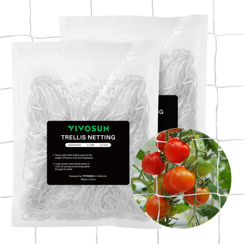 VIVOSUN trellis netting setup shows sturdy support for climbing plants