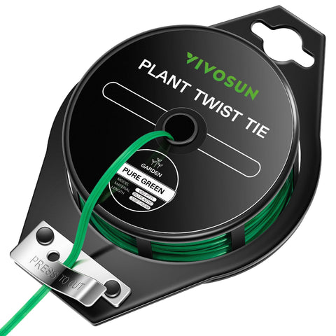VIVOSUN twist ties on a 328 ft green roll for reliable garden support