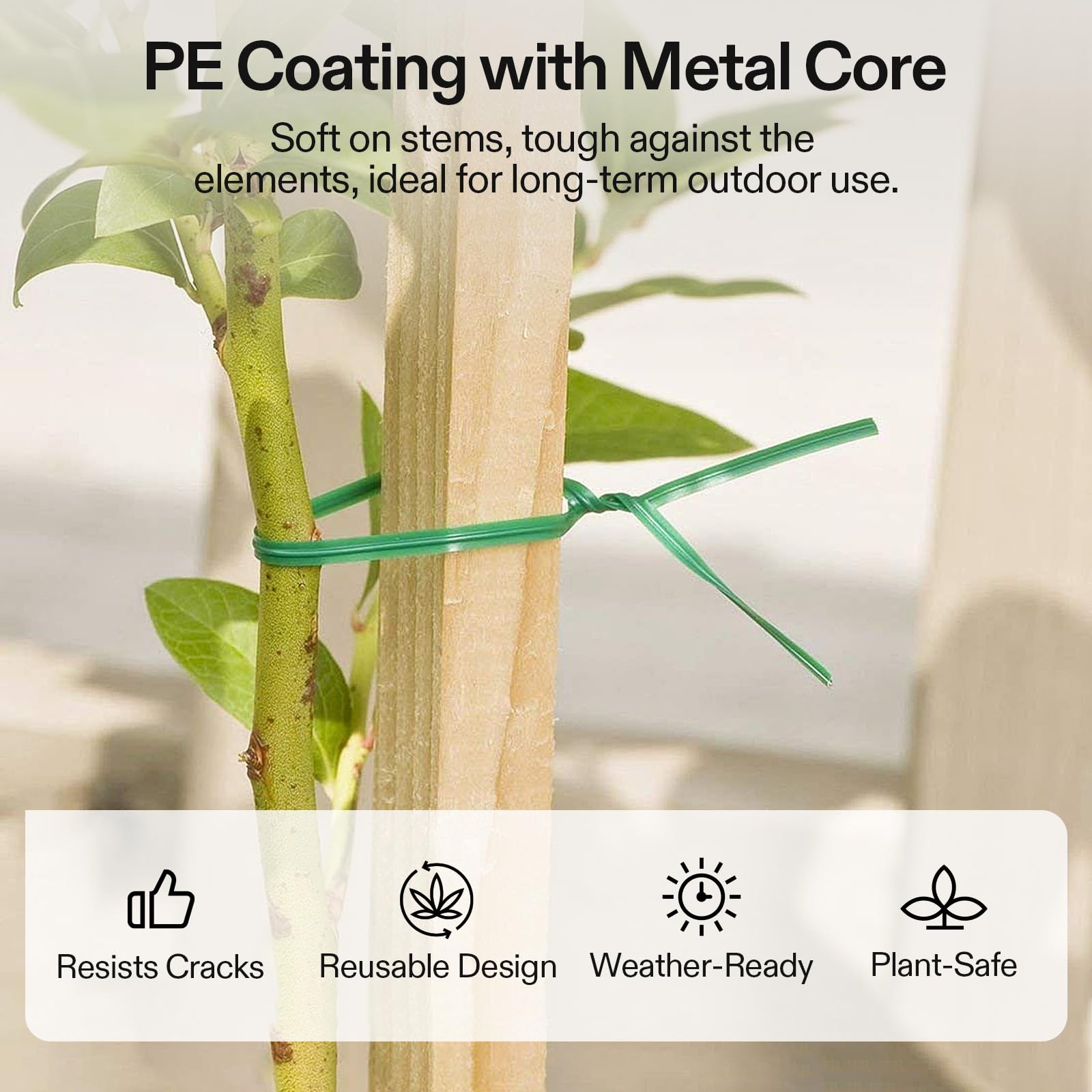 VIVOSUN green twist ties securing plants to a trellis