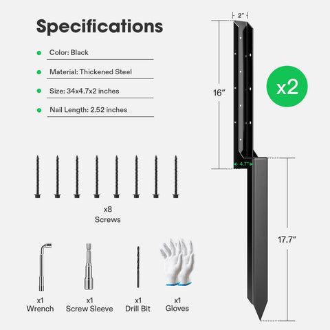 Two-pack VIVOSUN kit for repairing multiple fence posts