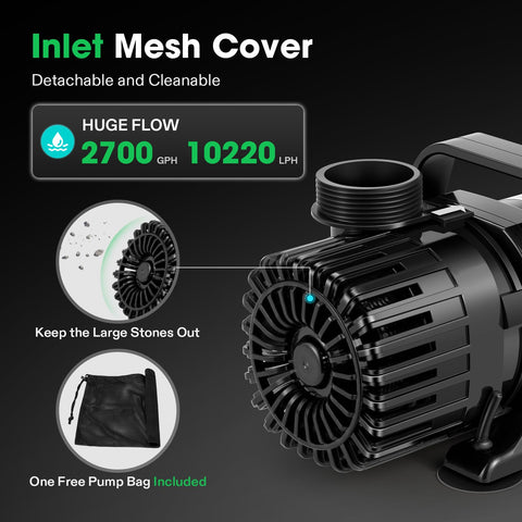VIVOSUN ultra-quiet 120W pump for serene pond settings
