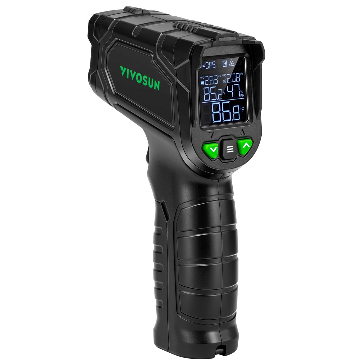 VIVOSUN VPD thermometer handheld front view for precise plant environment monitoring.