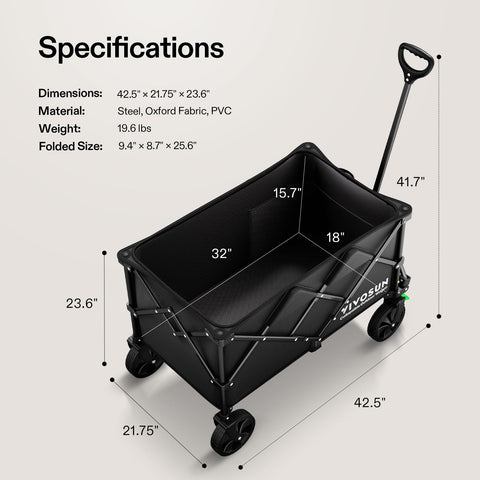 VIVOSUN collapsible wagon portable folding design for quick transport.