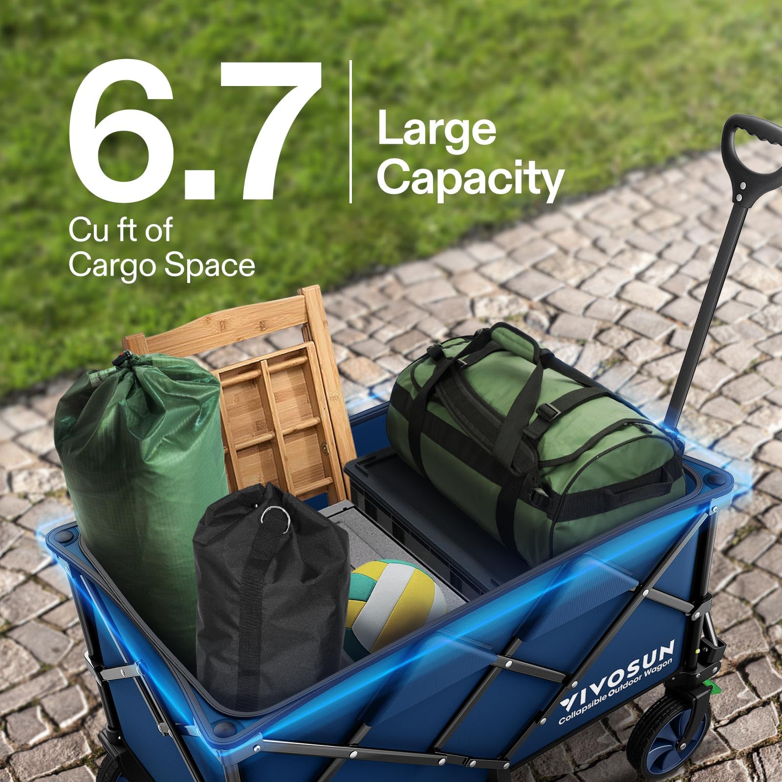 VIVOSUN wagon side pocket zipper for secure small-item storage during outings.