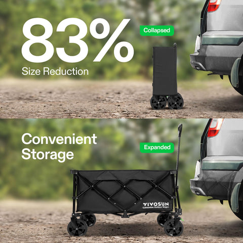 VIVOSUN collapsible wagon silent wheels glide smoothly across terrain.