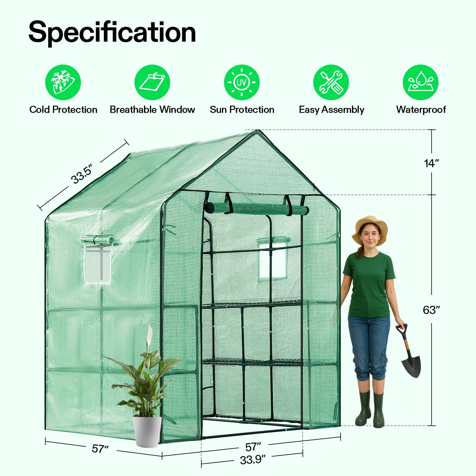 VIVOSUN walk-in greenhouse eight shelves for organized plant storage