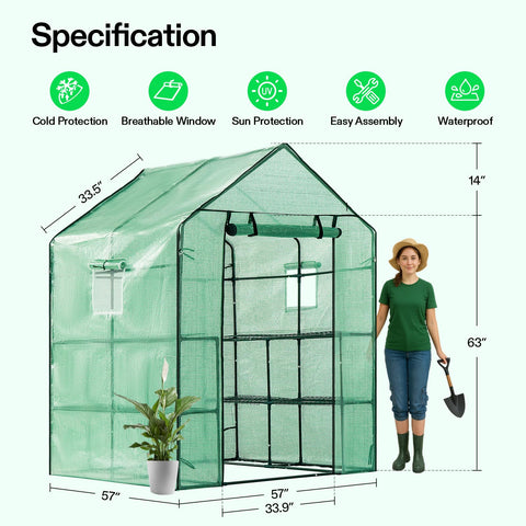 VIVOSUN walk-in greenhouse eight shelves for organized plant storage
