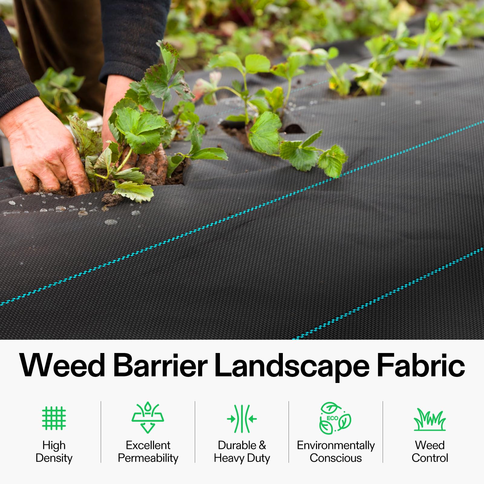 VIVOSUN dual-layer 5oz fabric enhances permeability and blocks sunlight to deter weeds