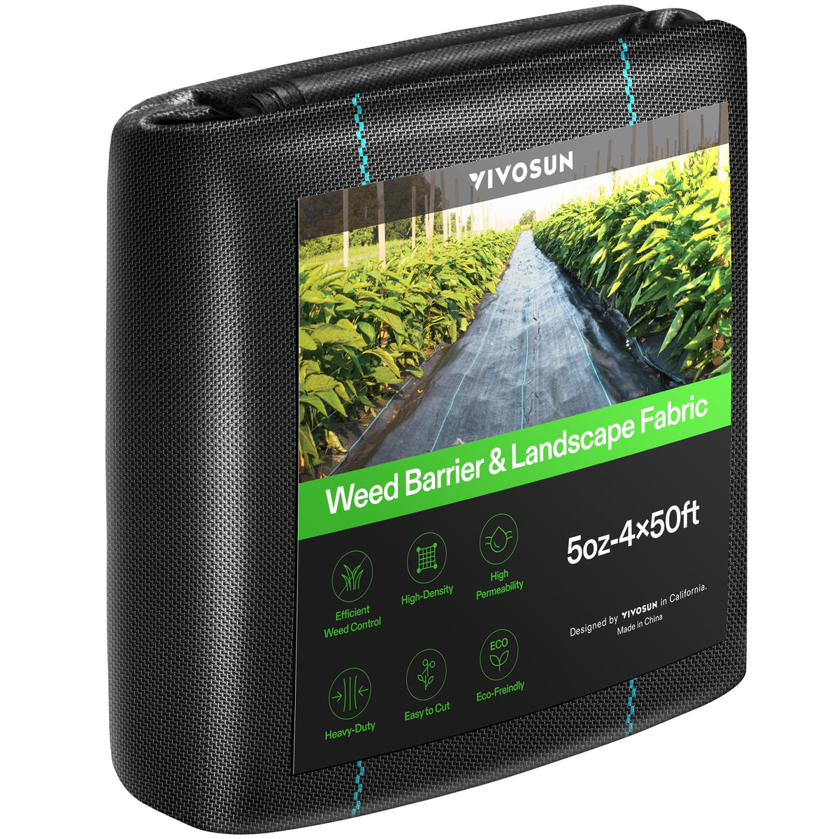 VIVOSUN weed barrier fabric 4x50ft dual-layer improves water flow and weed control.