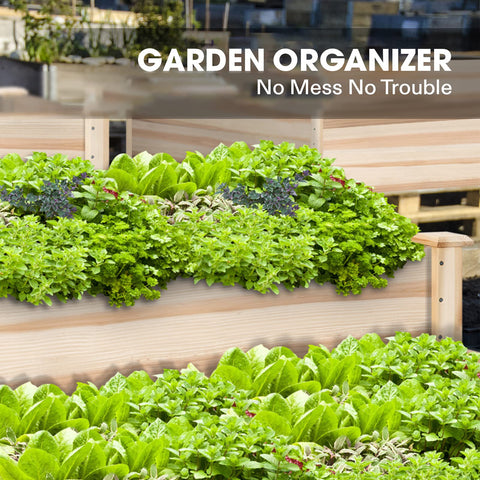 VIVOSUN wooden raised bed in stacked configuration saves space for multiple crops.