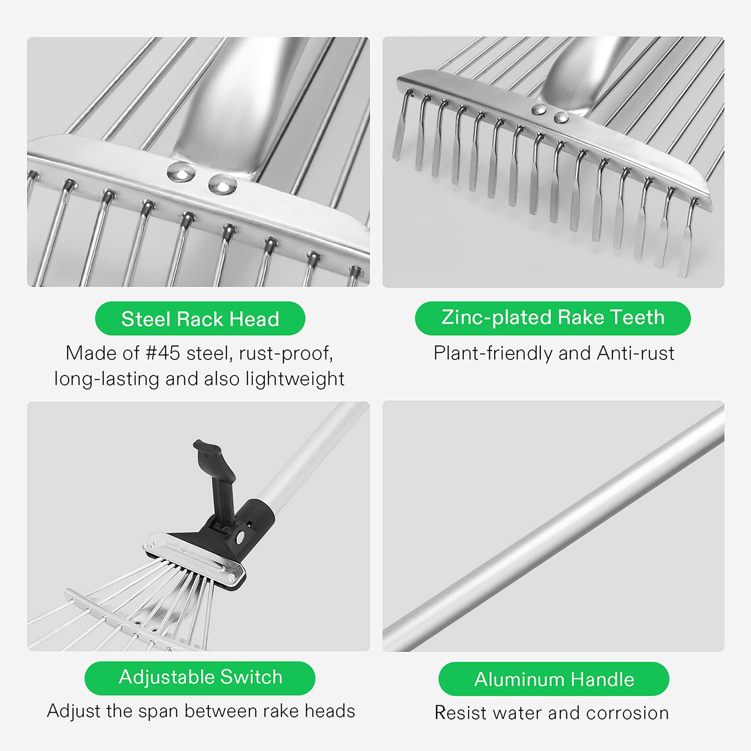 VIVOSUN zinc-plated teeth protect plants while collecting debris