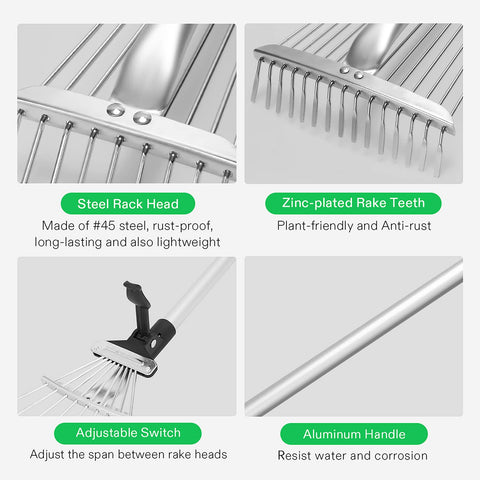 VIVOSUN zinc-plated teeth protect plants while collecting debris