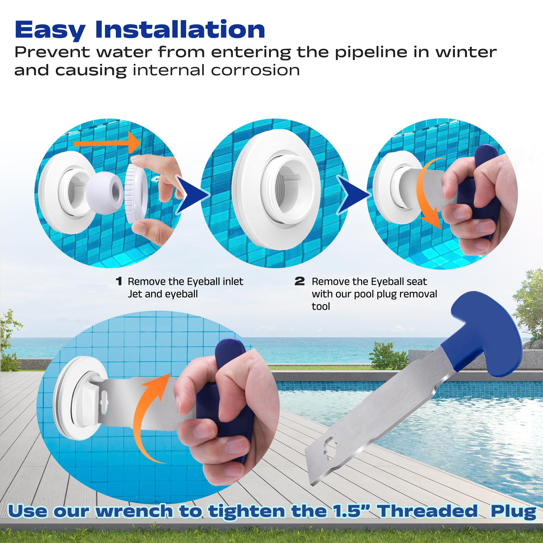 Vizava 2-pack winter plugs with O-rings prevent inlet leaks during off-season.