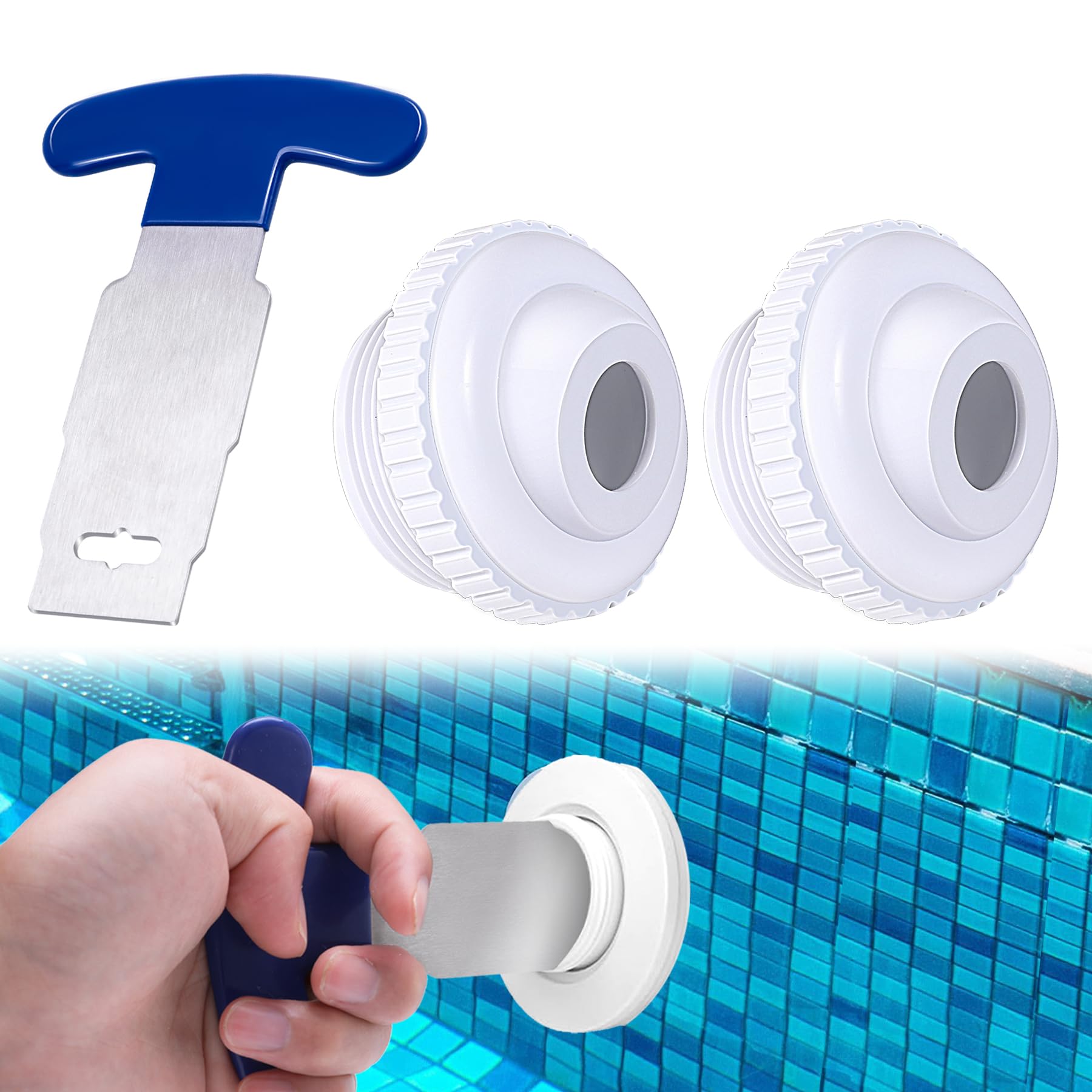 Vizava 3/4in pool jet nozzle with eyeball inlet for precise water direction.